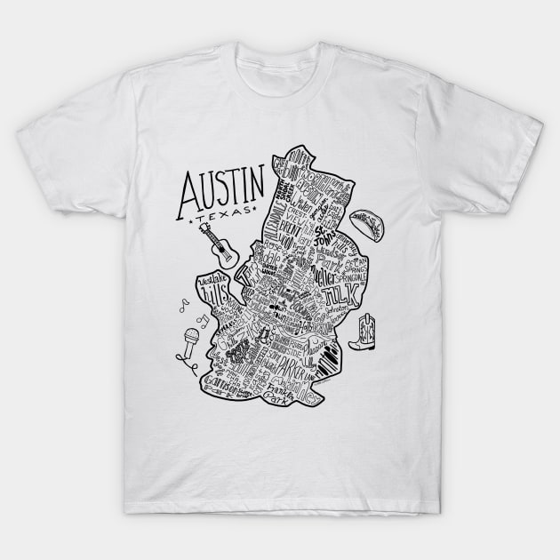 Austin Illustrated Map T-Shirt by Claire Lordon